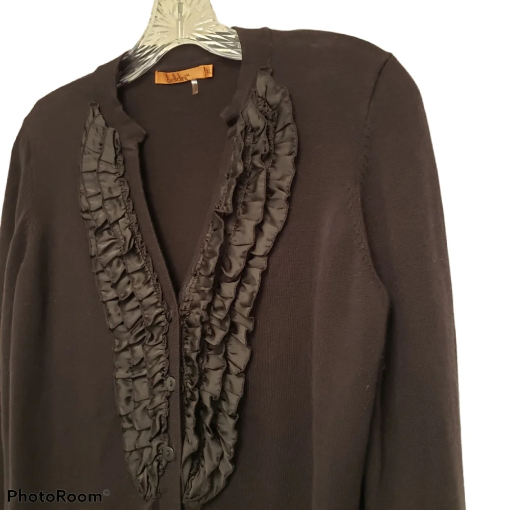 Black Front Ruffle Belldini Cardigan - Picture 2 of 5